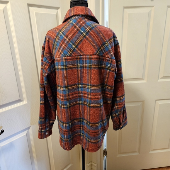 Jodifl Plaid Shacket Shirt Snap Front Size Medium Women's - Picture 6 of 7